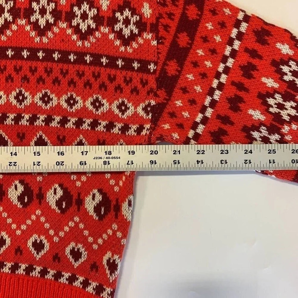 BP Nordstrom Women's Crafted Holiday Fairisle Sweater‎ In Red Scarlet Size S NWT - Picture 10 of 11